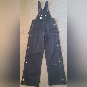 Carhartt Mens Black Lined Work Wear Overalls Bibs Outdoor Wear Size 34x32